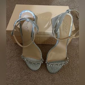 Sparkly Silver Block Heeled Shoes